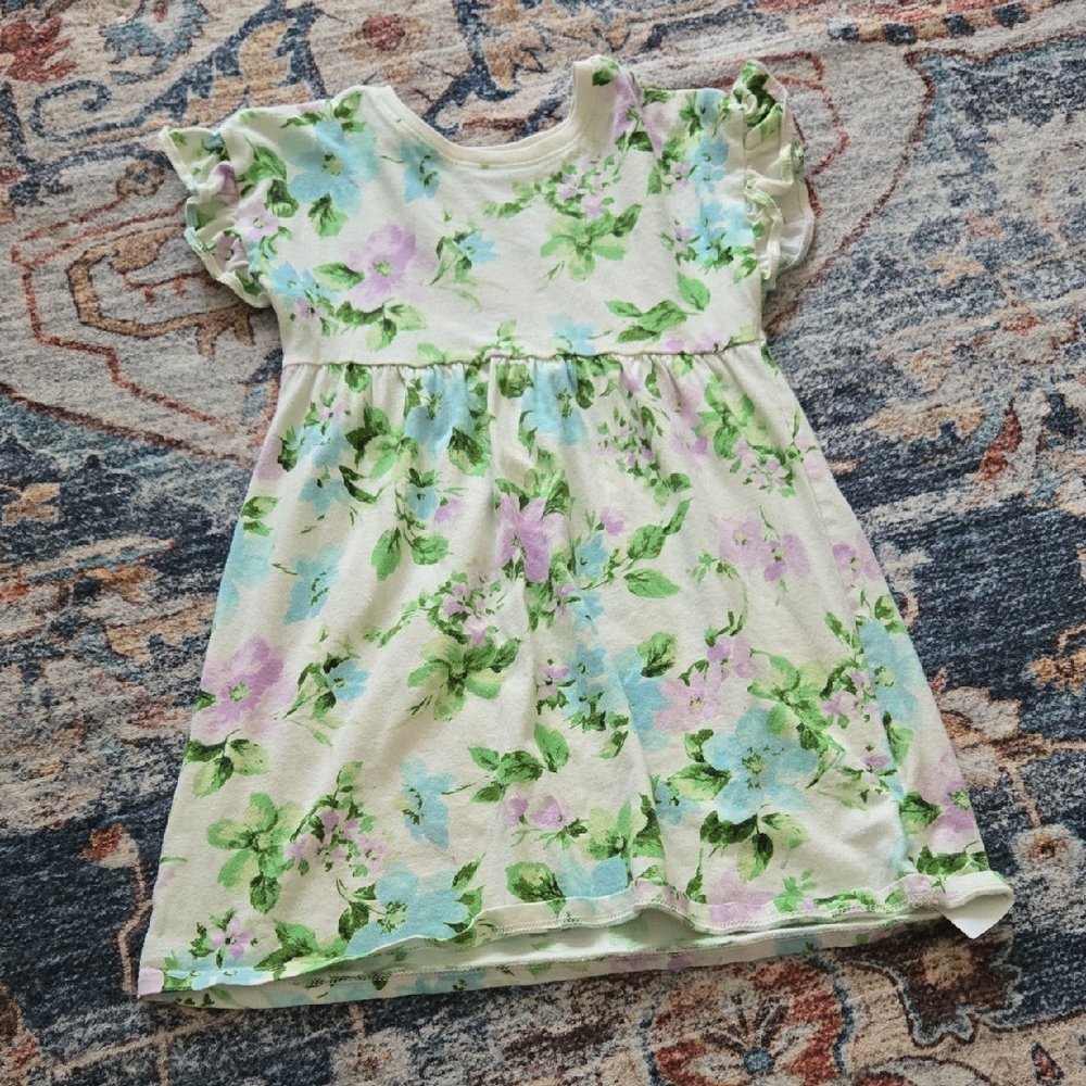 Old Navy Floral Kids Dress in Green and Purple